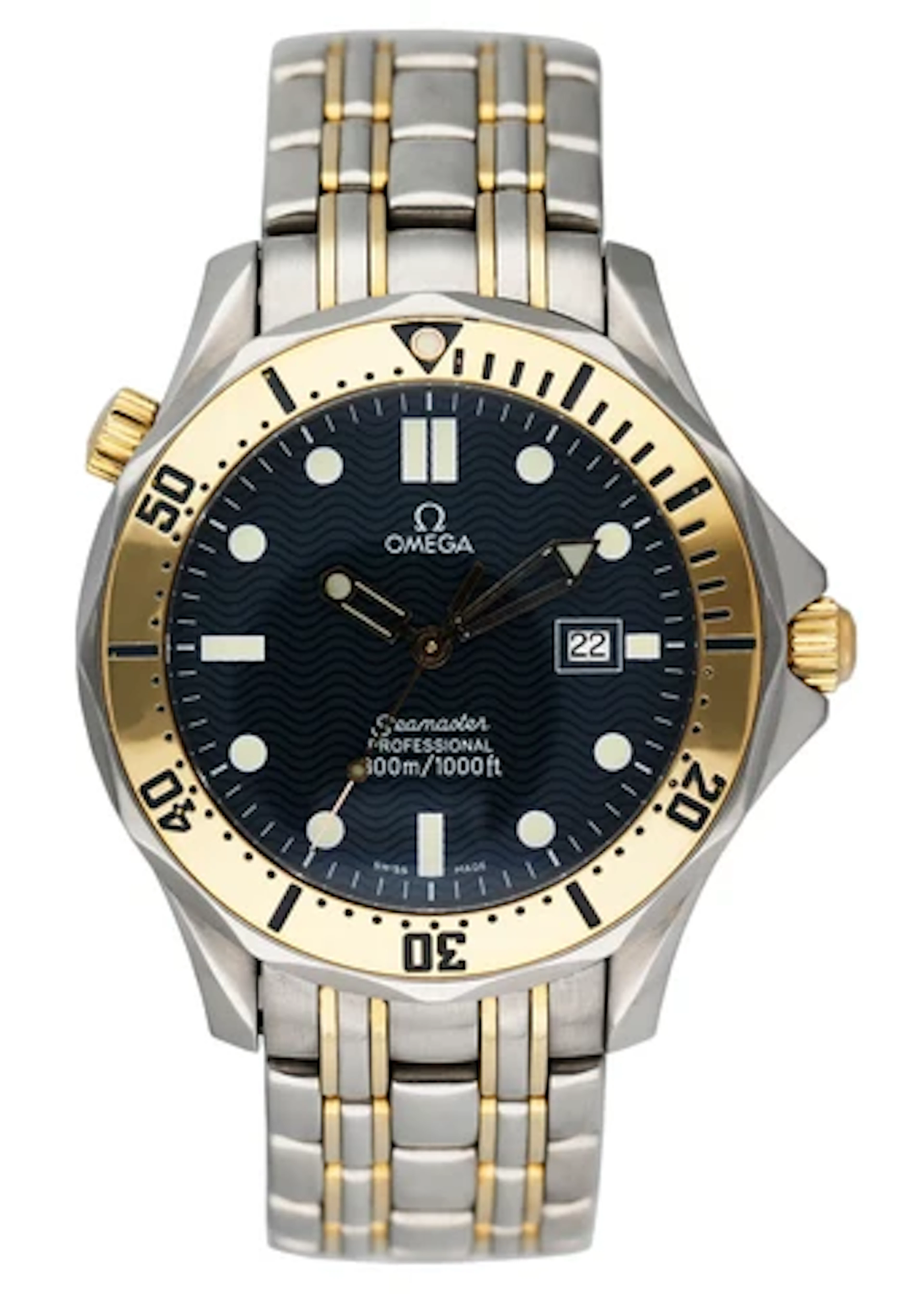 Omega Seamaster 2342.80.00 300M Quartz Blue Dial Two Tone Mens Watch