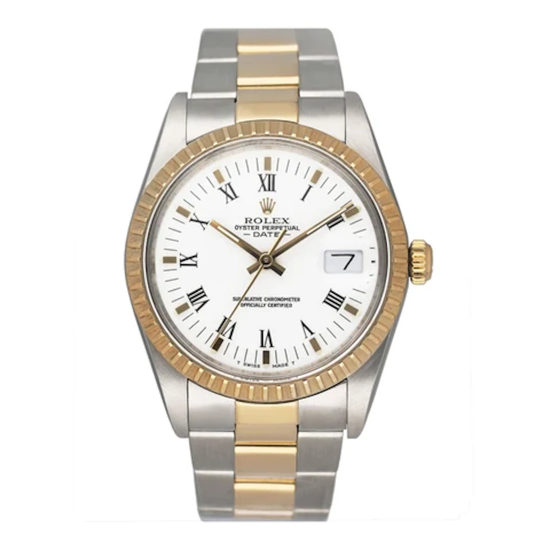 Rolex Oyster Perpetual Date 15053 White Dial Mens Watch