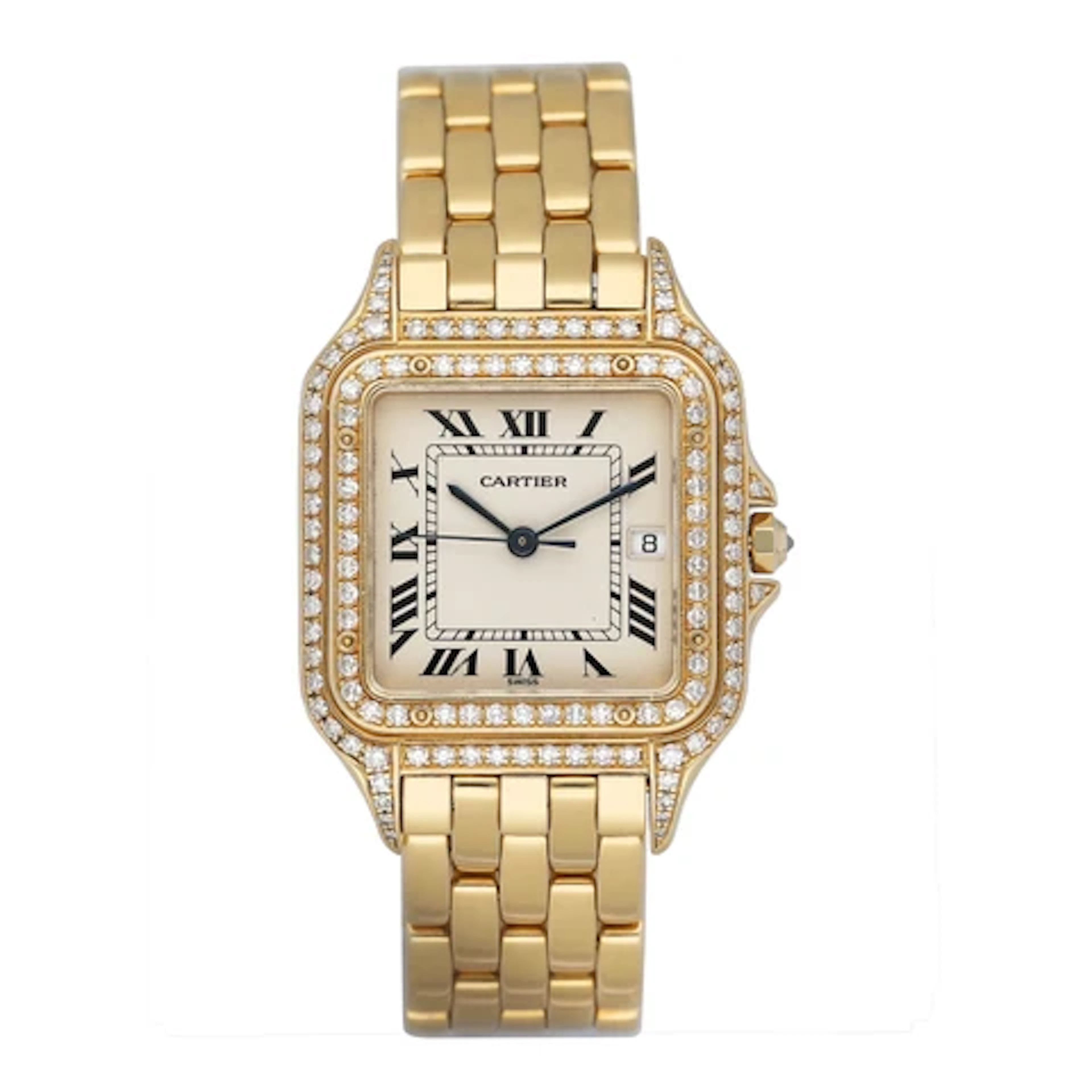 Cartier Panthere Large 88272147 Diamond 18K Yellow Gold Mens Watch