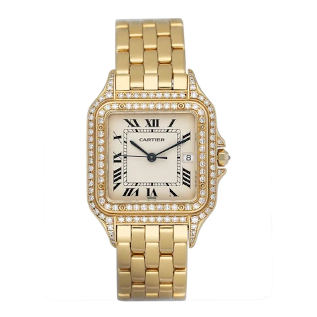 Cartier Panthere Large 88272147 Diamond 18K Yellow Gold Mens Watch