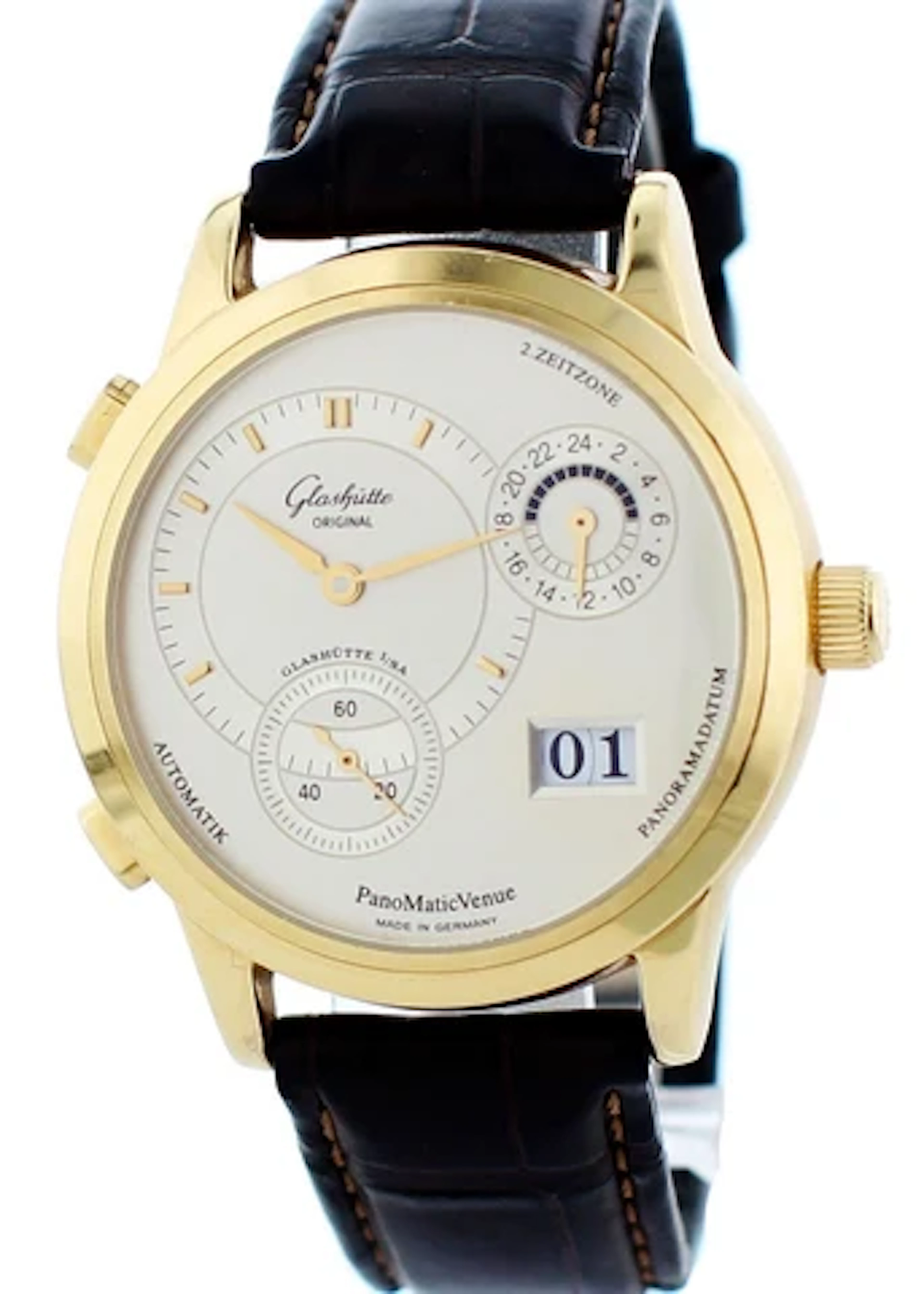 Glashutte Original Panomatic Venue 90-04-01-001-04 18k Yellow Gold Box Papers.