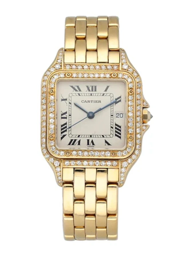 Cartier Panthere Large Diamond Bezel Yellow Gold Watch