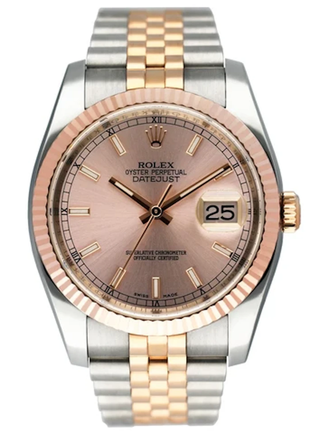 Rolex Datejust 116231 Pink Dial18K Rose Gold & Steel Watch Box Papers