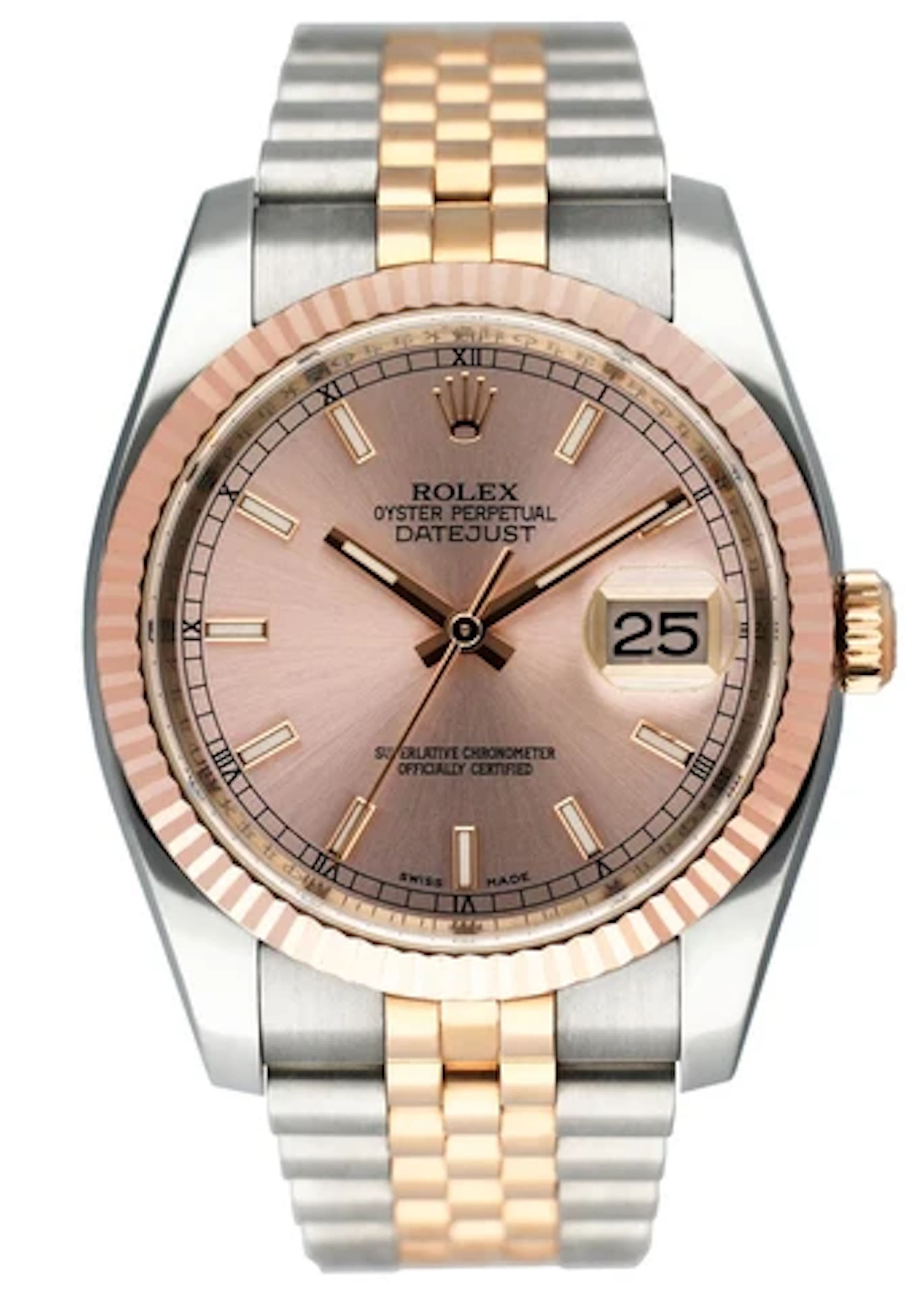 Rolex Datejust 116231 Pink Dial18K Rose Gold & Steel Watch Box Papers