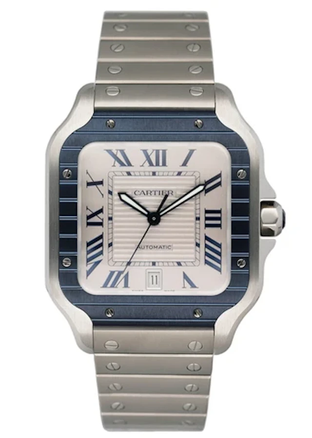 Cartier Santos WSSA0047 Grey Dial Mens Watch Box Papers