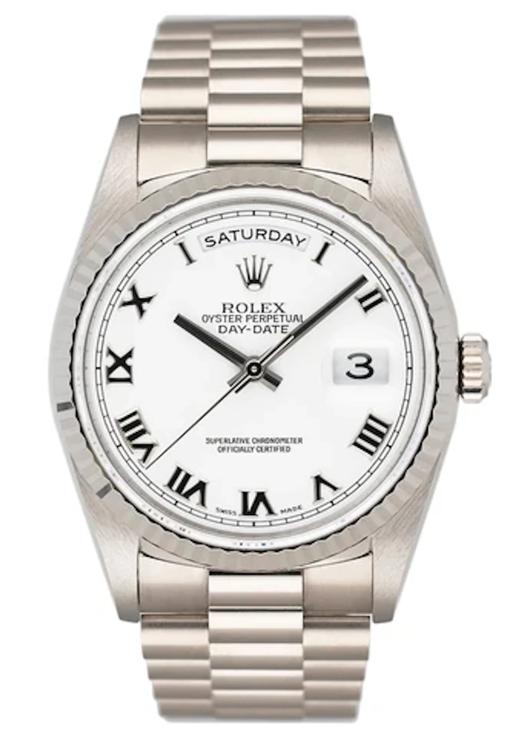 Rolex Day Date 18239 White Roman Dial Mens Watch