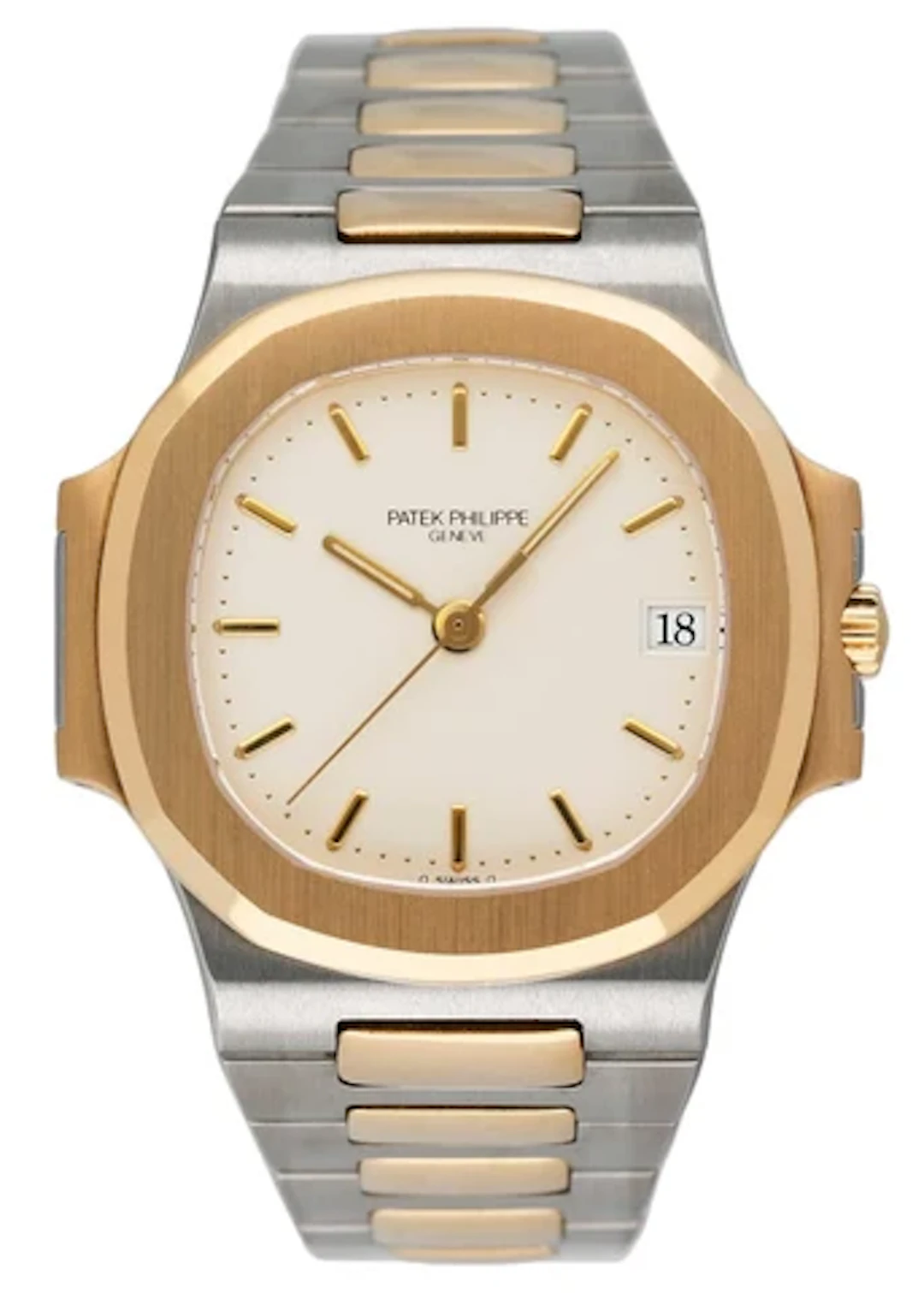 Patek Philippe Nautilus 3800 Ivory Dial Two Tone Mens Watch
