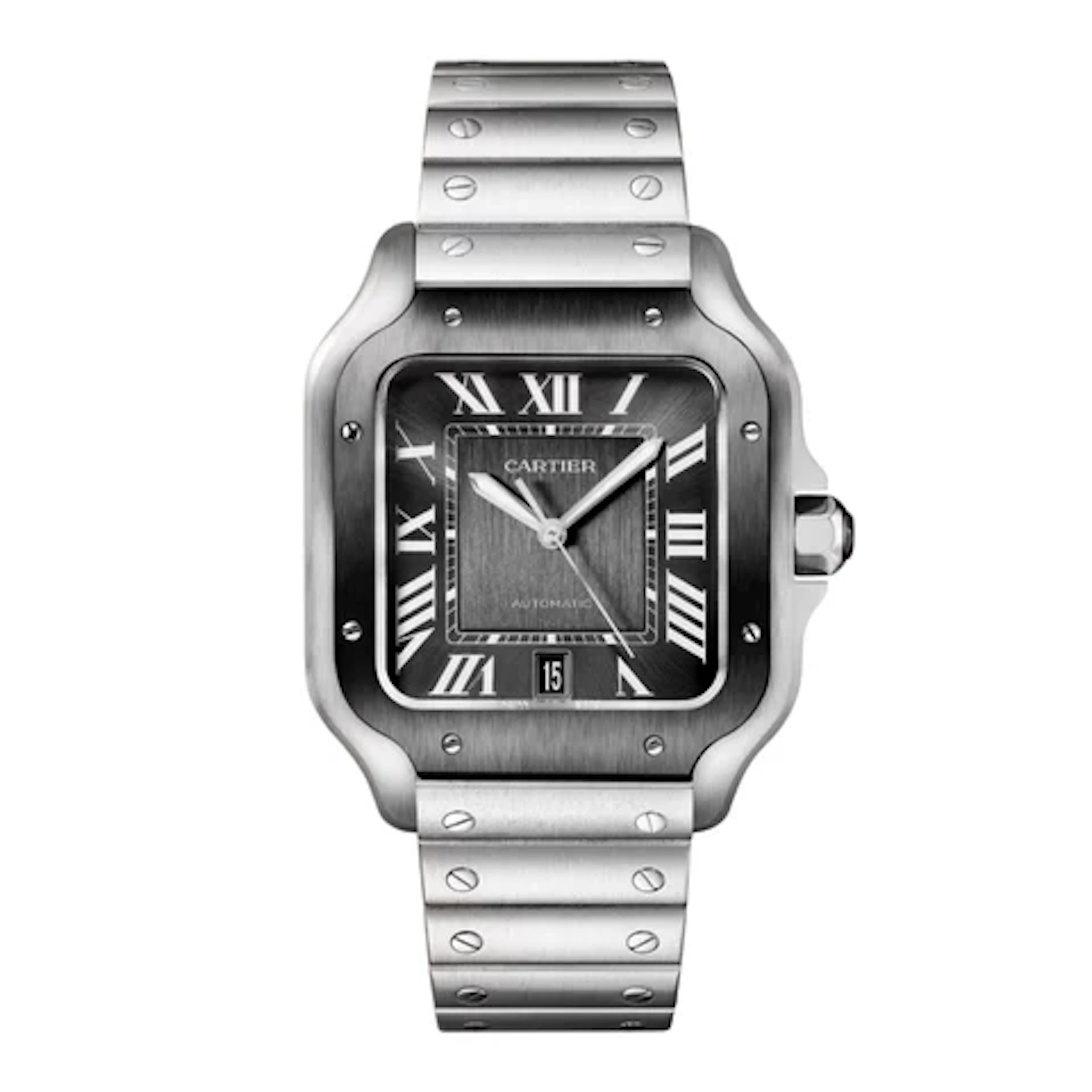 Cartier Santos WSSA0037 Grey Dial Mens Watch Box Papers