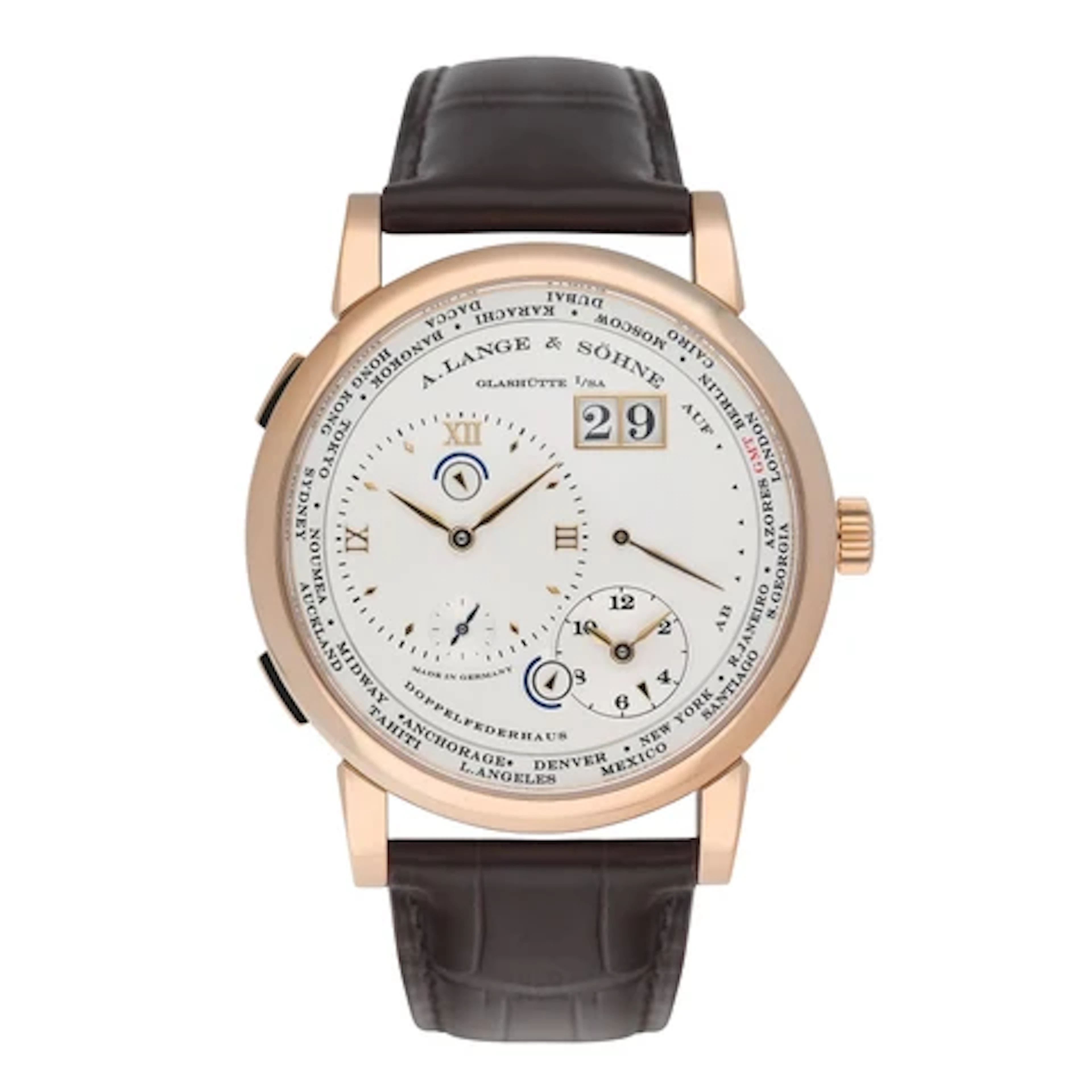 A. Lange & Sohne Lange 1 116.032 Silver Dial 18K Rose Gold Mens Watch