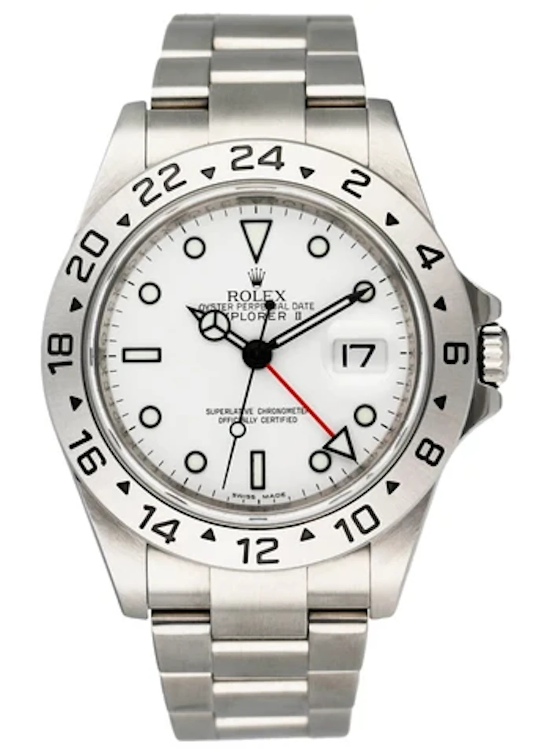 Rolex Explorer II 16570 White Dial Engraved Rehaut Mens Watch
