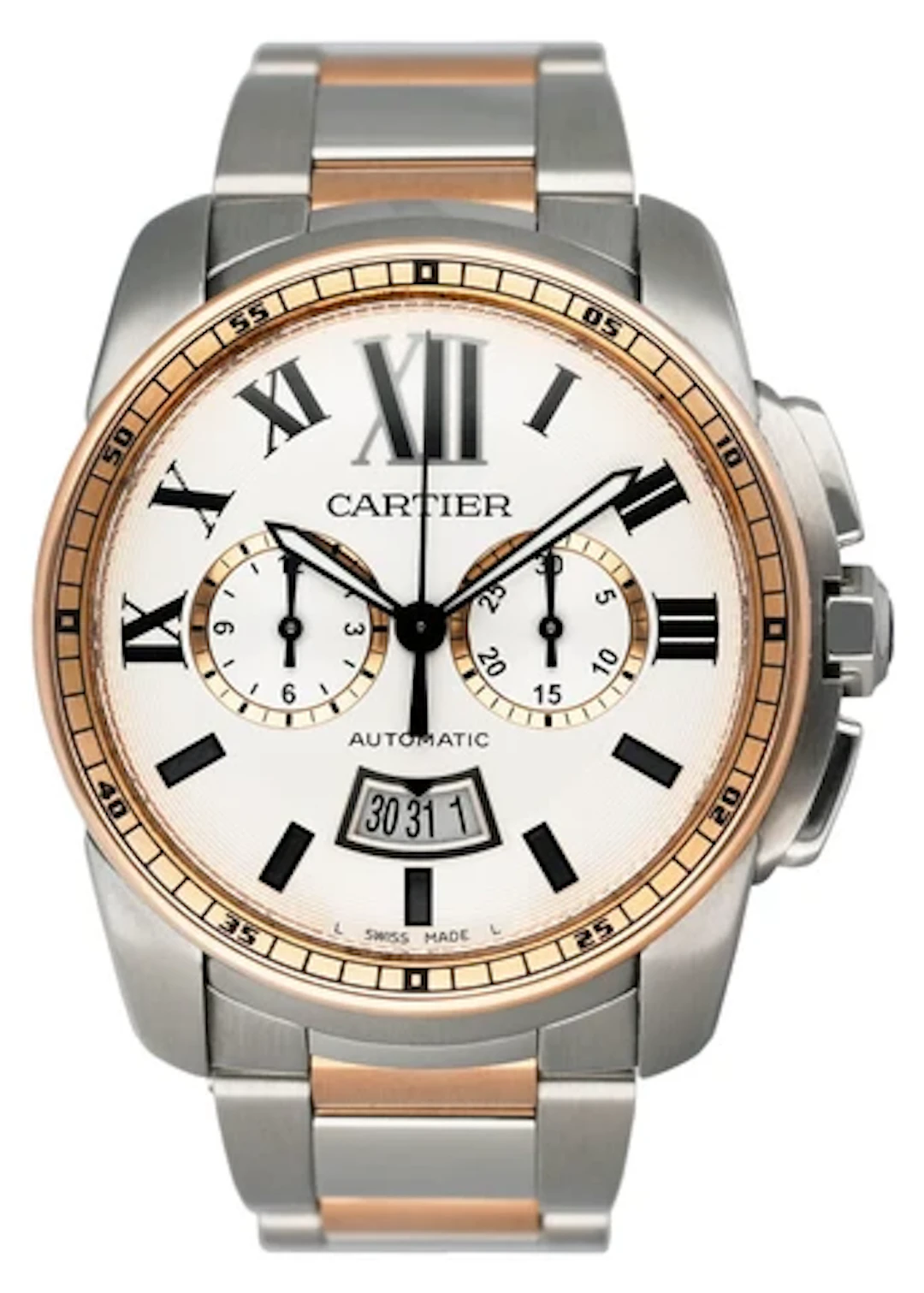 Cartier Calibre Large W7100042 Two Tone Rose Gold Mens Watch