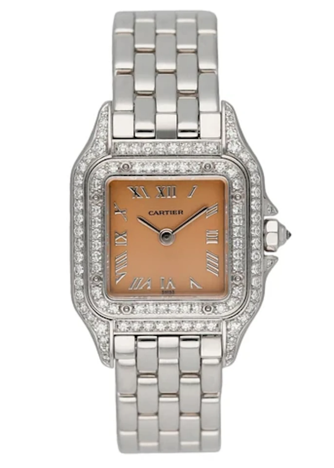 Cartier Panthere WF3259F3 Salmon Dial White Gold Diamond Ladies Watch