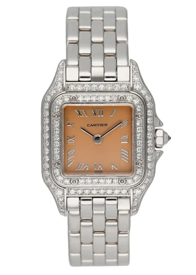 Cartier Panthere WF3259F3 Salmon Dial White Gold Diamond Ladies Watch