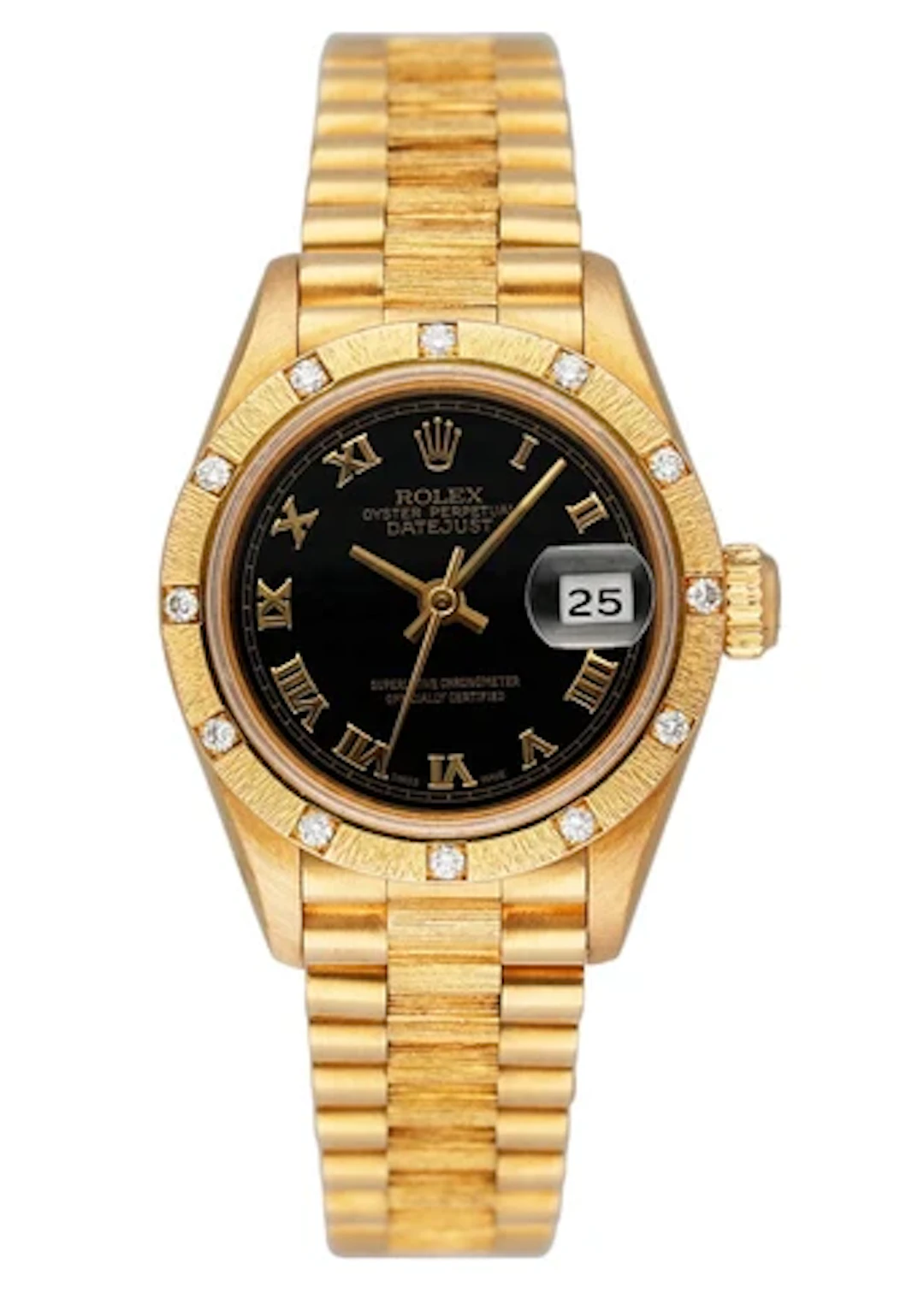 Rolex Datejust 69288 Diamond Black Pyramid Dial Ladies Watch