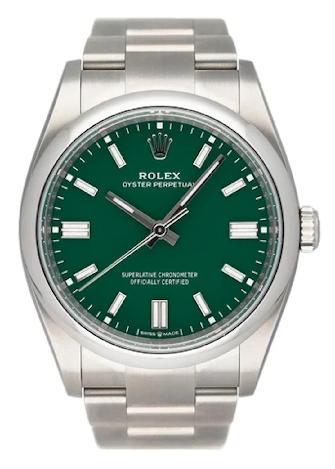 Rolex Oyster Perpetual 126000 Green Dial Mens Watch Box Papers