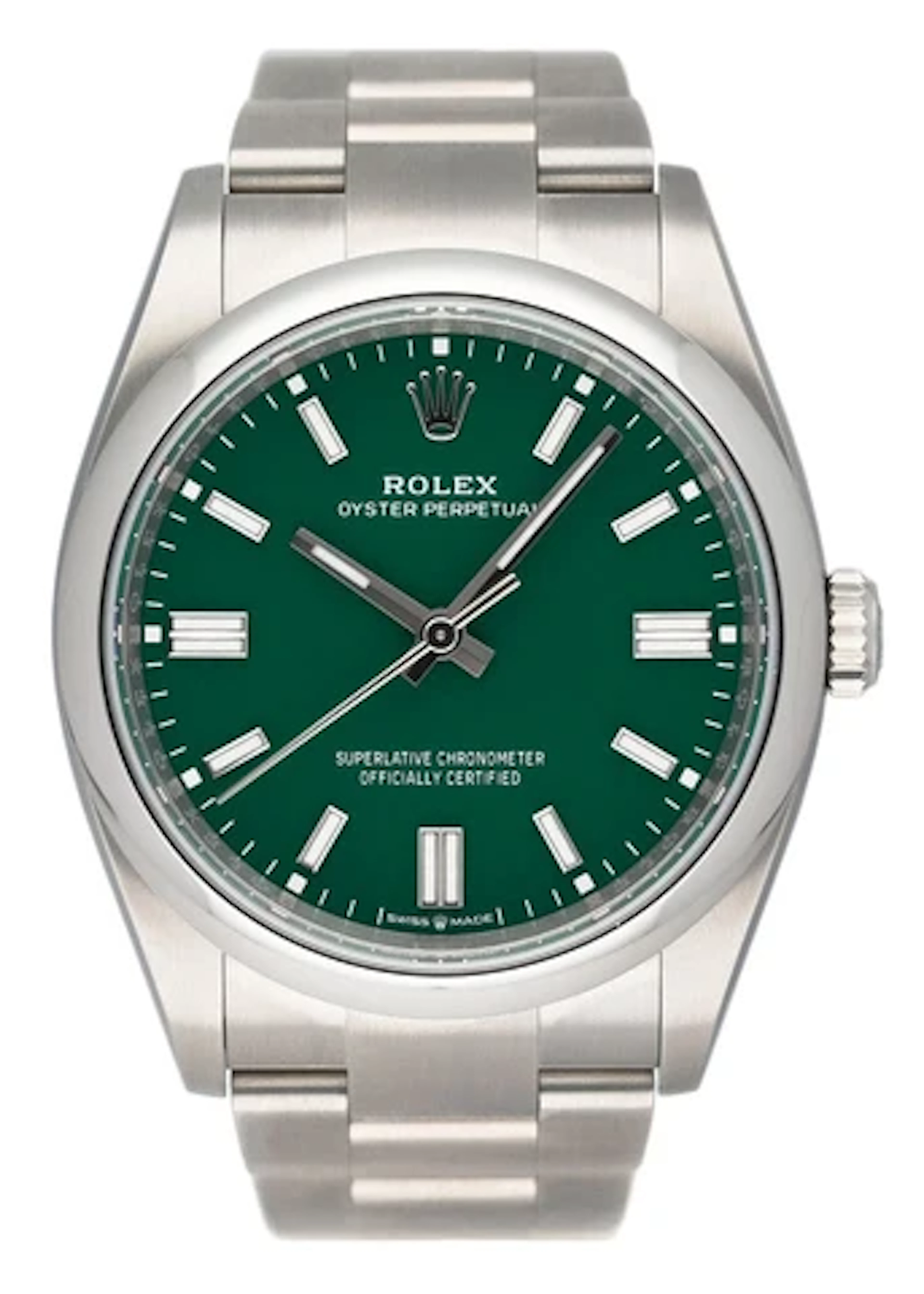 Rolex Oyster Perpetual 126000 Green Dial Mens Watch Box Papers