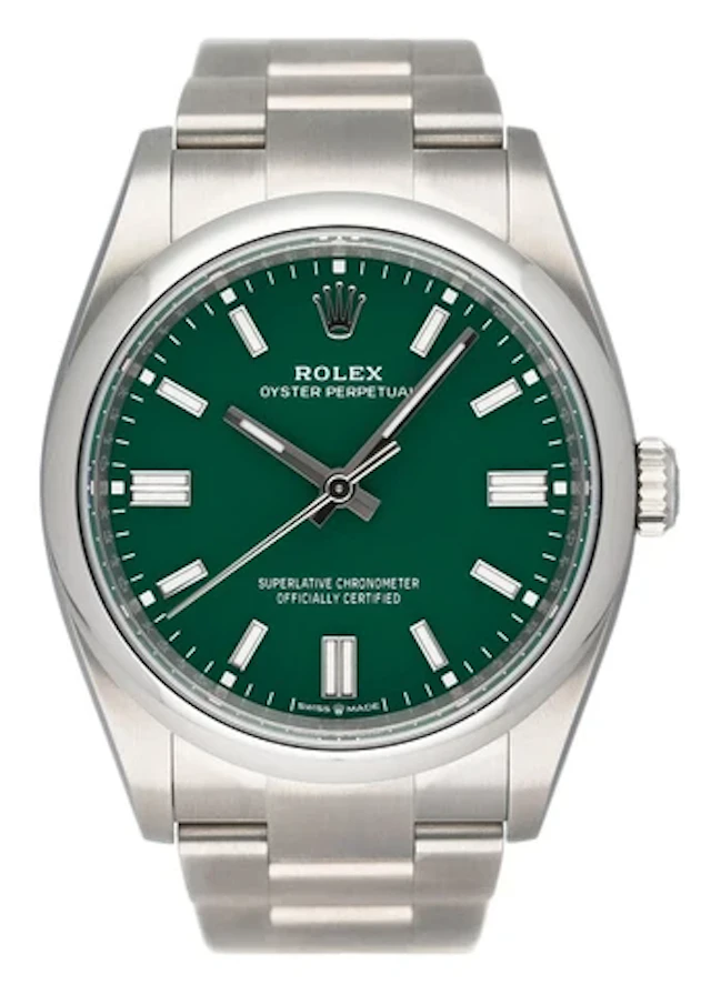 Rolex Oyster Perpetual 126000 Green Dial Mens Watch Box Papers