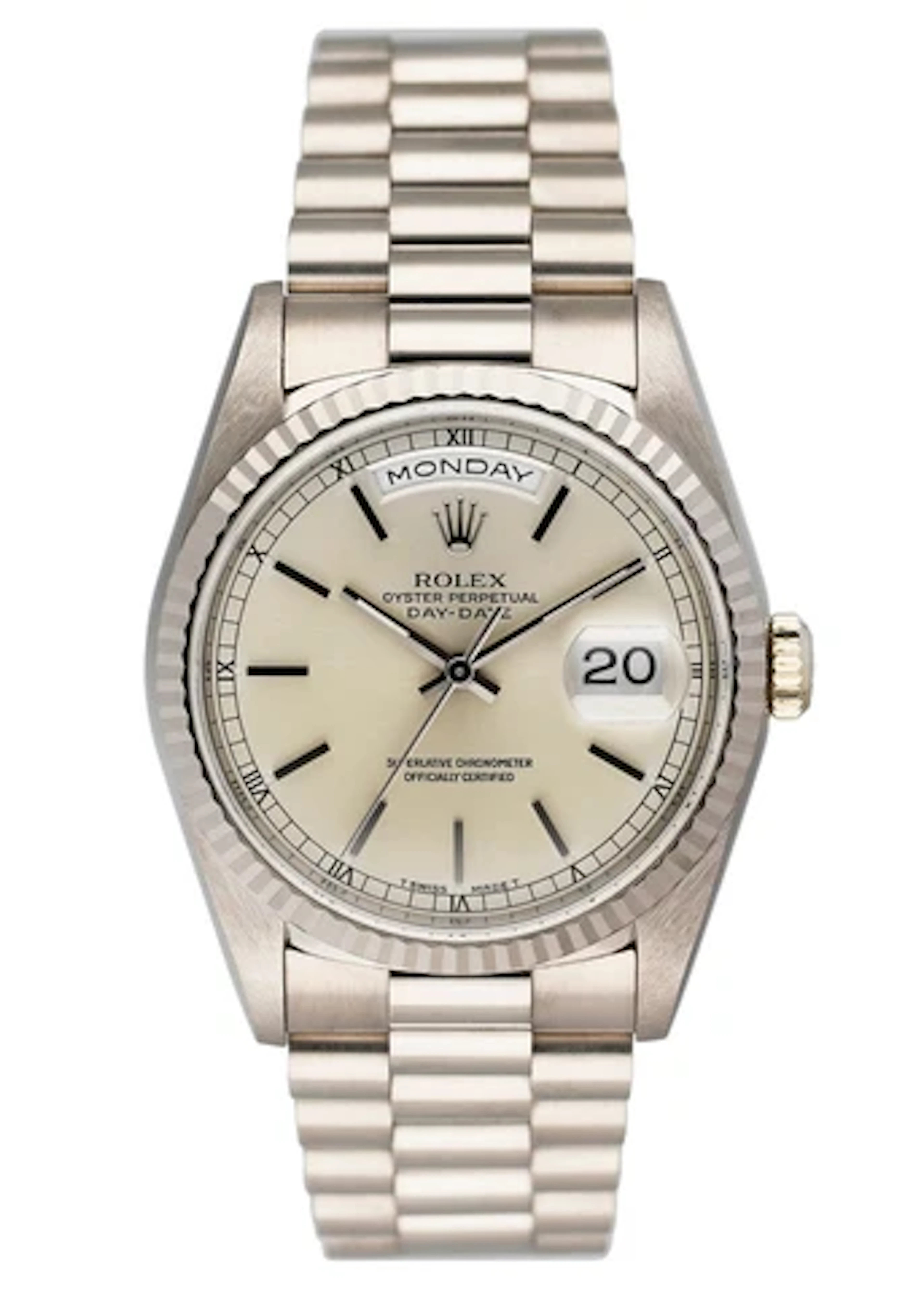 Rolex Day Date 18239 18K White Gold Mens Watch Box Papers