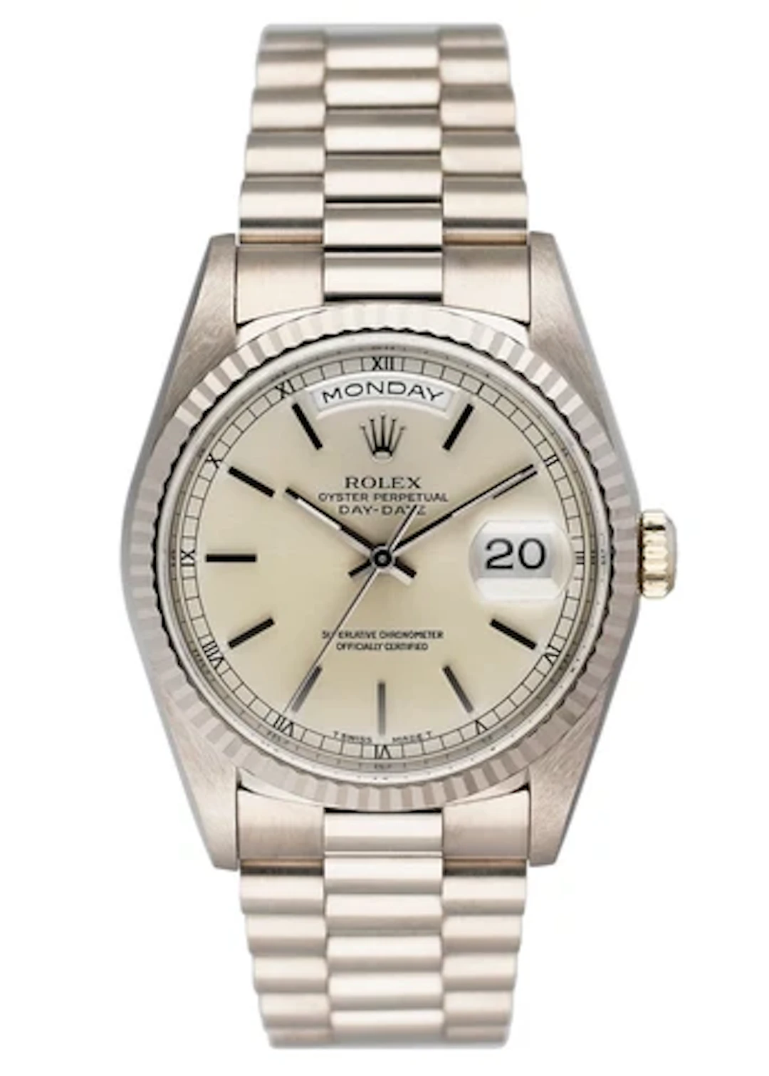 Rolex Day Date 18239 18K White Gold Mens Watch Box Papers