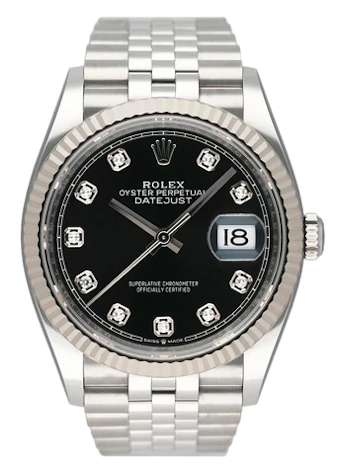 Rolex Datejust 126234 Diamond Black Dial Mens Watch Box Papers