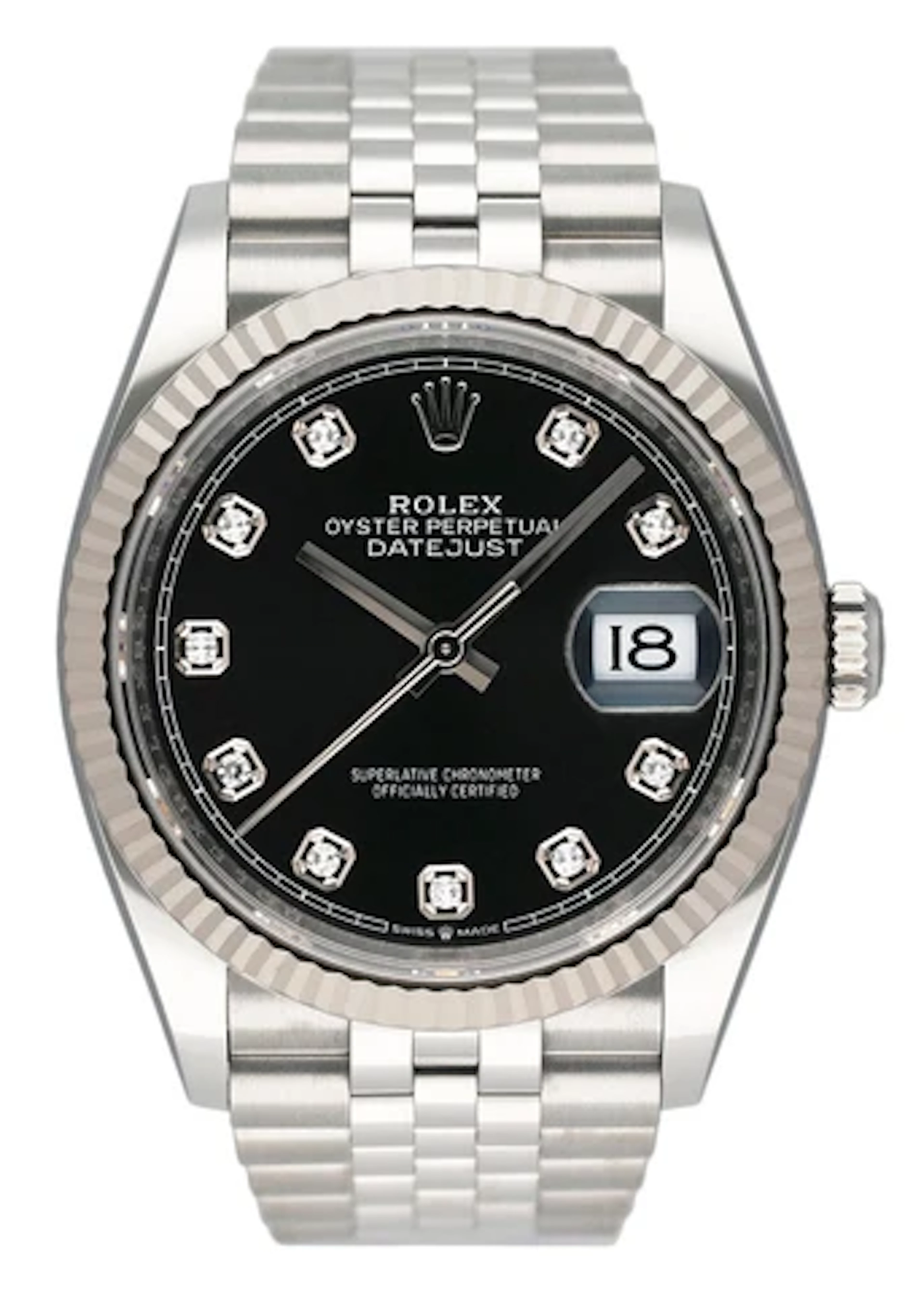 Rolex Datejust 126234 Diamond Black Dial Mens Watch Box Papers