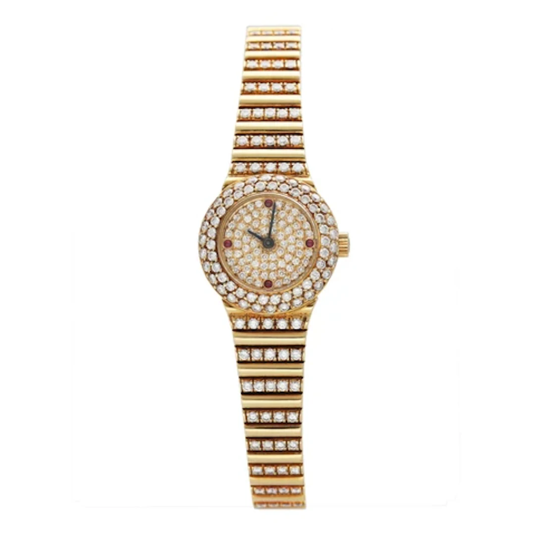 Patek Philippe Vintage 4613/1 Ruby Pave Dial 18K Yellow Gold Ladies Watch