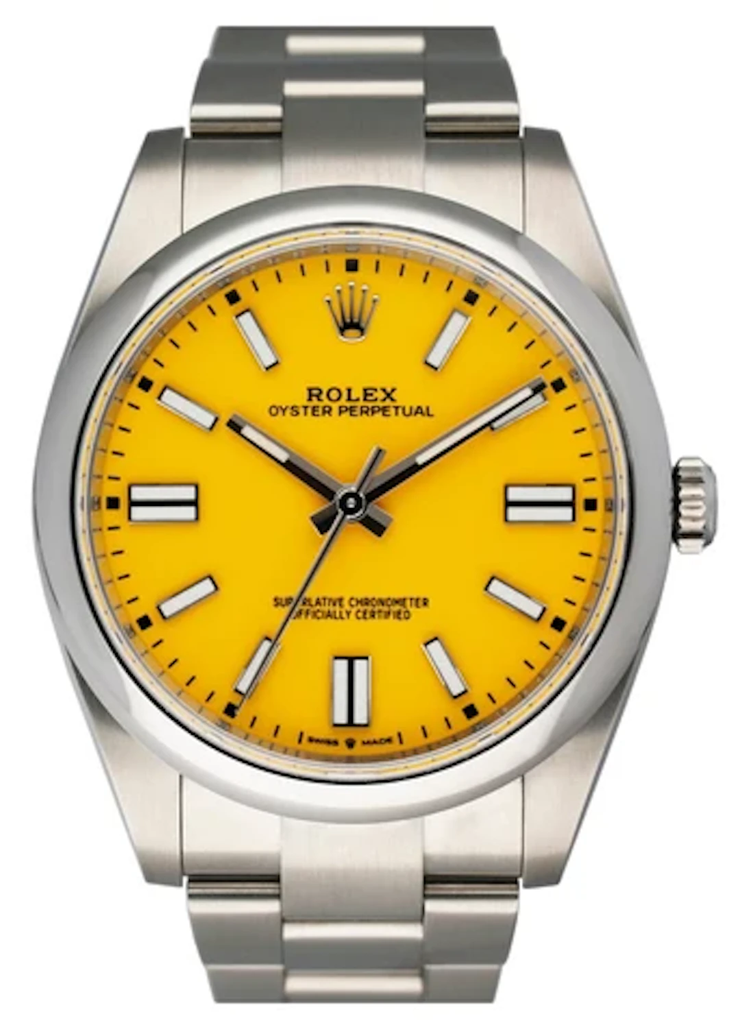 Rolex Oyster Perpetual 124300 Yellow Dial Mens Watch Box Papers