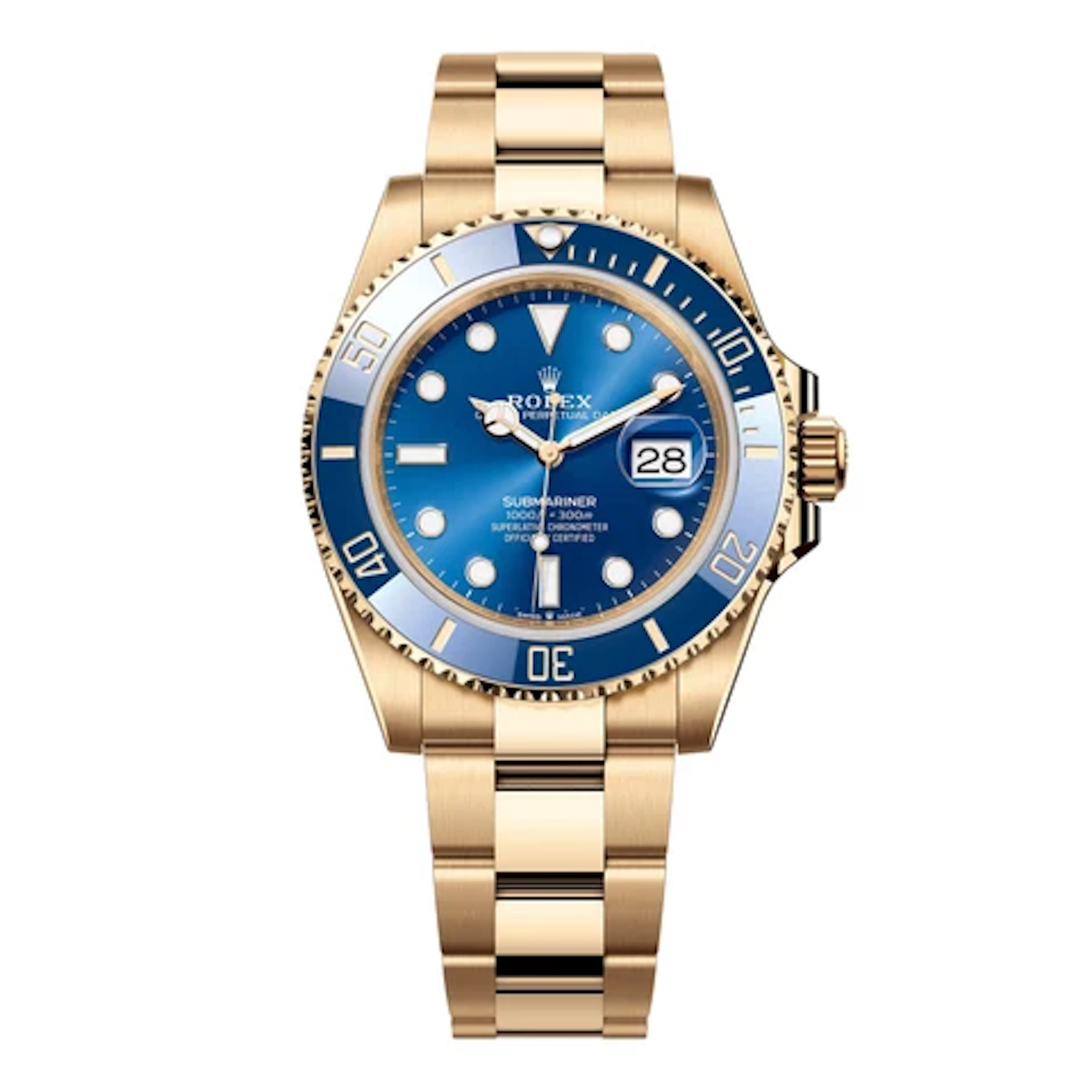 Rolex Submariner 126618LB Blue Dial 18K Yellow Gold Mens Watch Box Papers