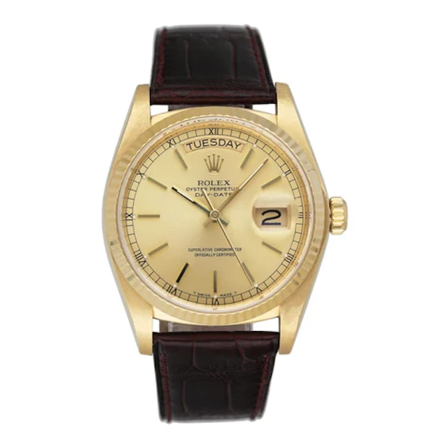Rolex Day Date 18038 Champagne Dial 18K Yellow Gold Mens Watch