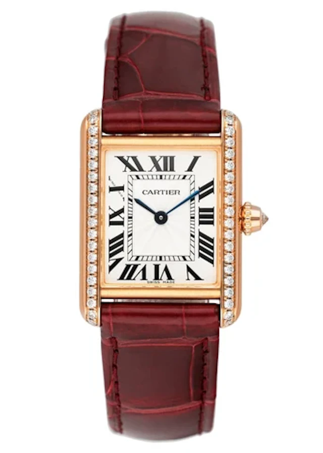 Cartier Tank Louis WJTA0037 Diamond 18K Rose Gold Ladies Watch