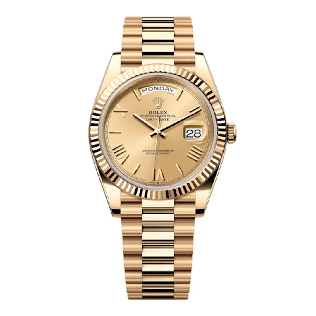 Rolex Day-Date 228238 Champagne Dial 18K Yellow Gold Mens Watch Box Papers