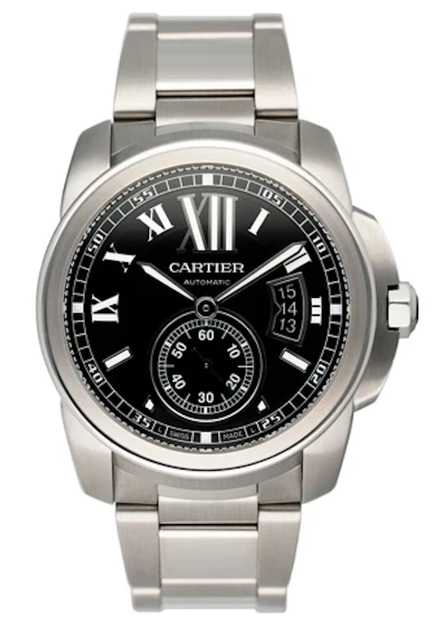 Cartier Calibre W7100016 Black Dial Steel Mens Watch