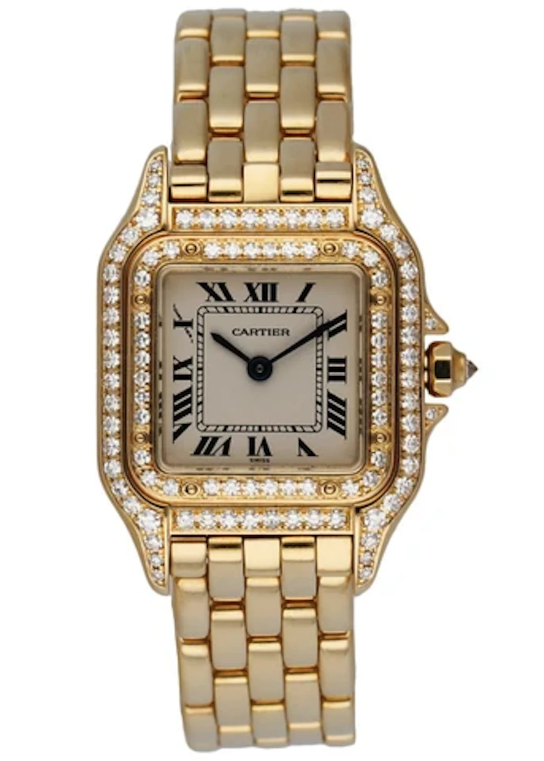 Cartier Panthere 1280-2 18K yellow Gold Diamonds Ladies Watch Box & Papers