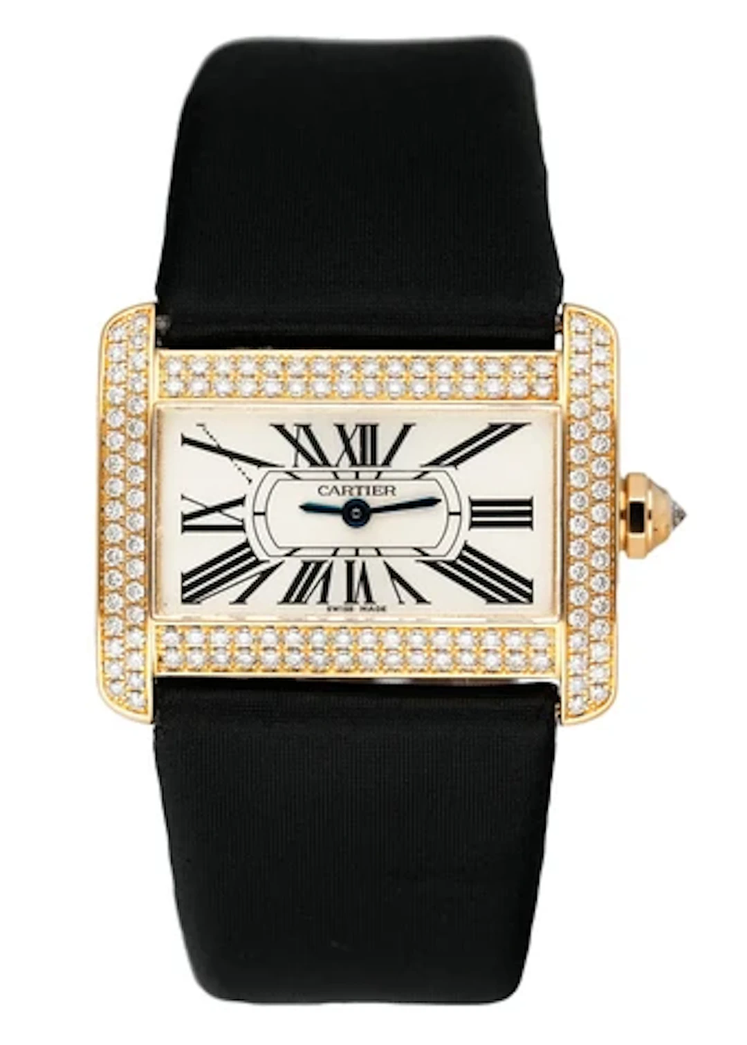 Cartier Tank Divan WA301036 Diamond Yellow Gold Ladies Watch Box Papers