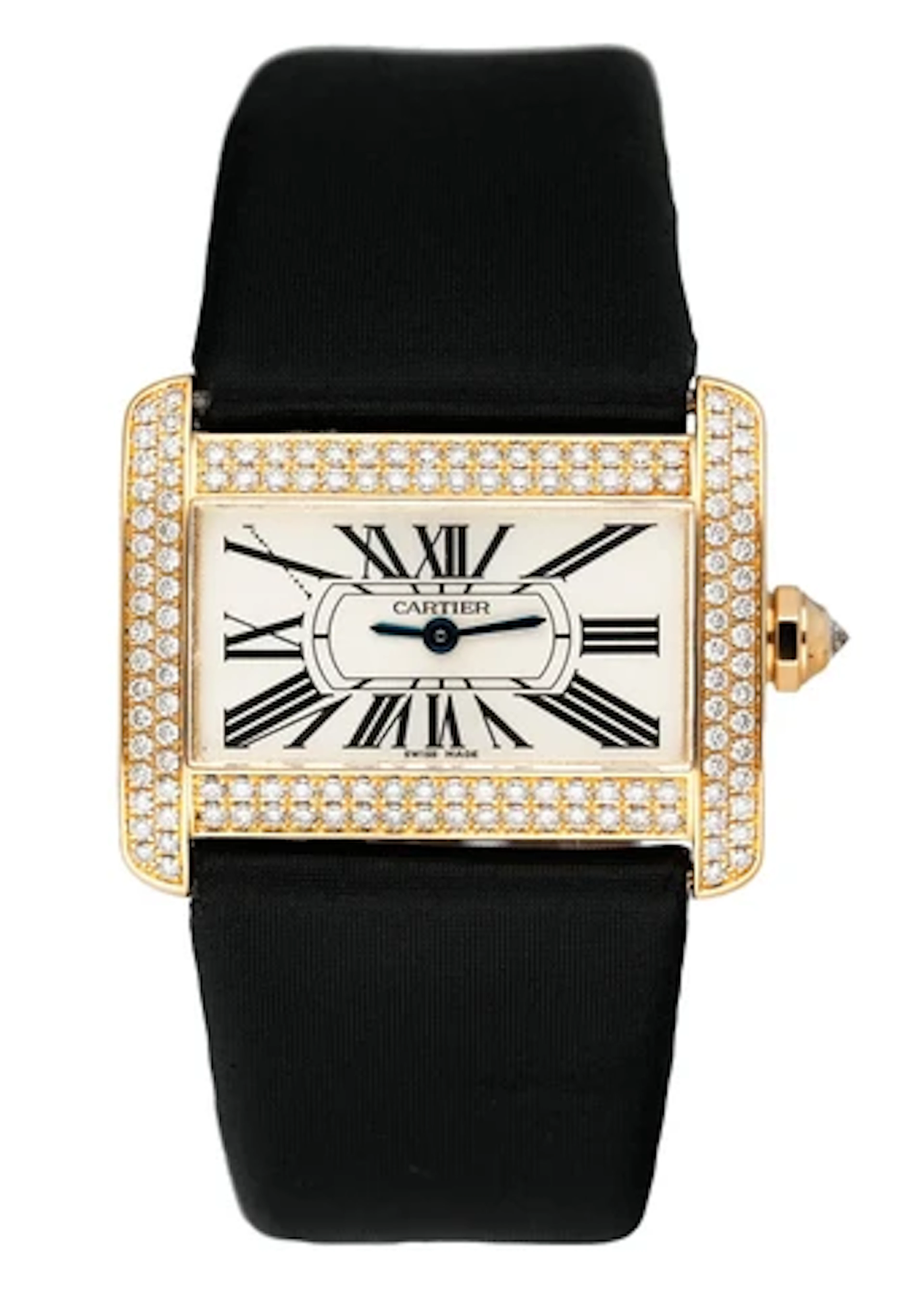 Cartier Tank Divan WA301036 Diamond Yellow Gold Ladies Watch Box Papers