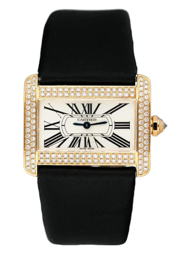 Cartier Tank Divan WA301036 Diamond Yellow Gold Ladies Watch Box Papers