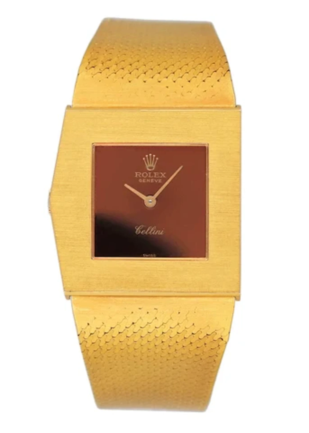 Rolex King Midas Cellini Red Dial Yellow Gold Ladies Watch