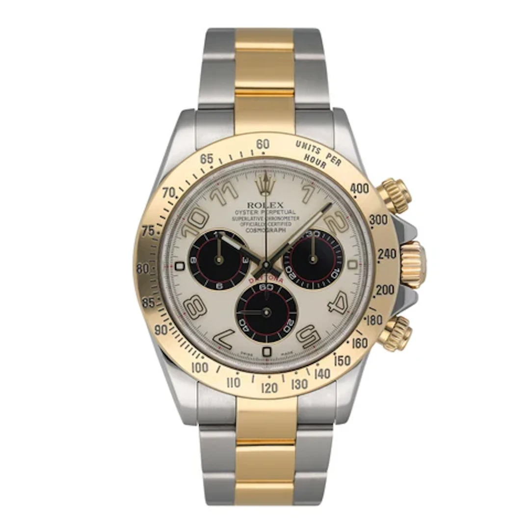 Rolex Daytona 116523 White Racing Dial Two-Tone Mens Watch Box Papers
