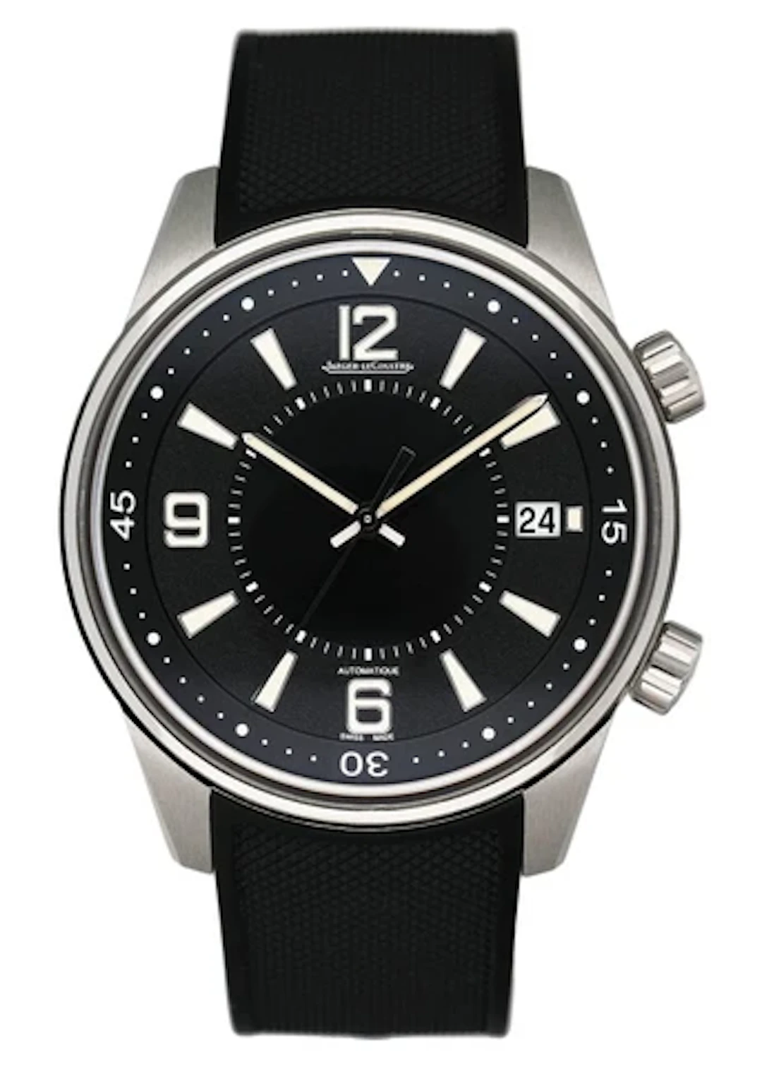 Jaeger Lecoultre Polaris Date Q9068670 Black Dial Mens Watch Box Papers