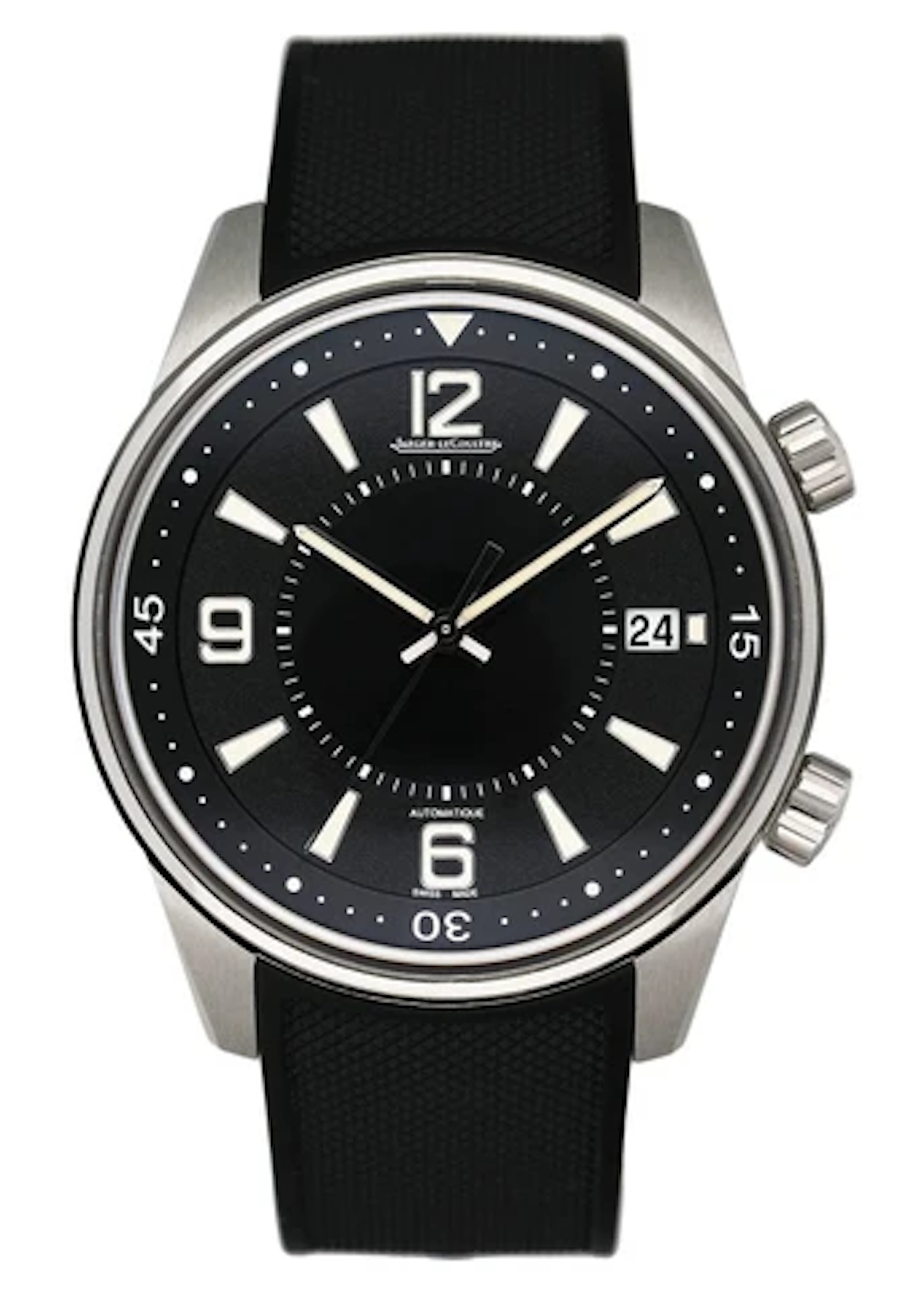 Jaeger Lecoultre Polaris Date Q9068670 Black Dial Mens Watch Box Papers