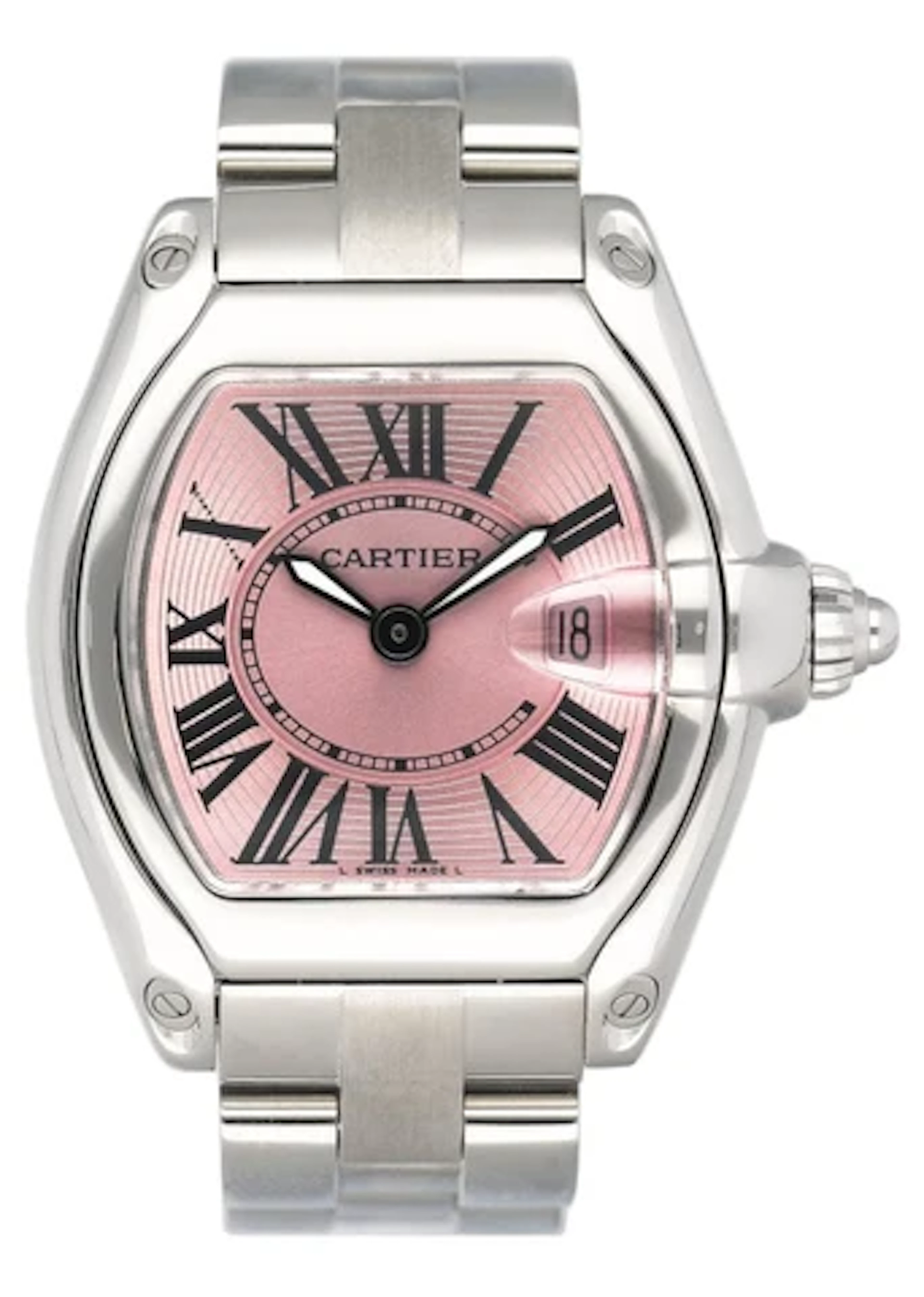 Cartier Roadster W62017V3 Pink Dial Steel Ladies Watch