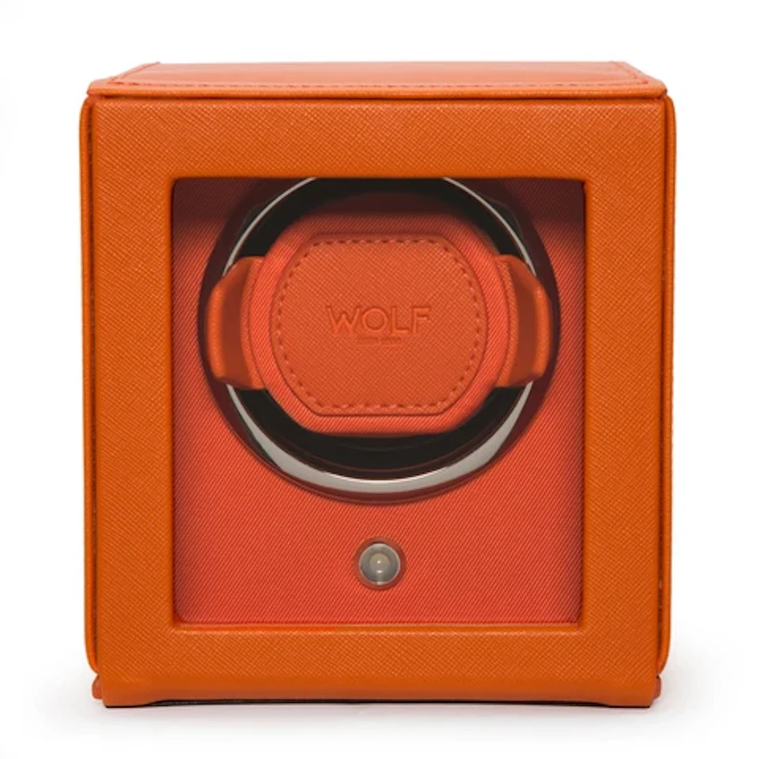 Cub Single Watch Winder with Cover - Orange