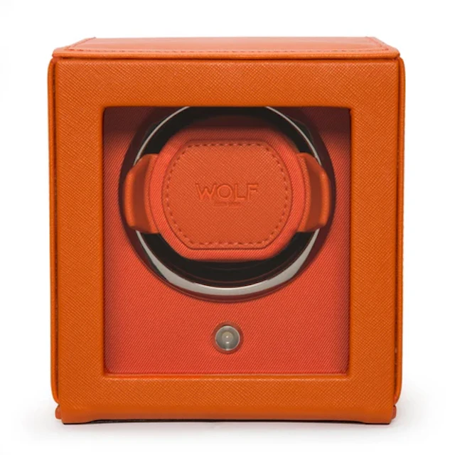 Cub Single Watch Winder with Cover - Orange