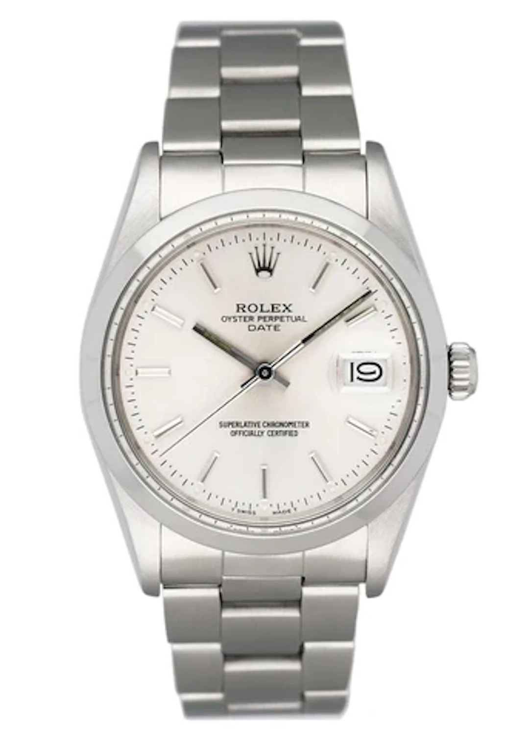 Rolex Oyster Perpetual Date 15000 Silver Dial Mens Watch