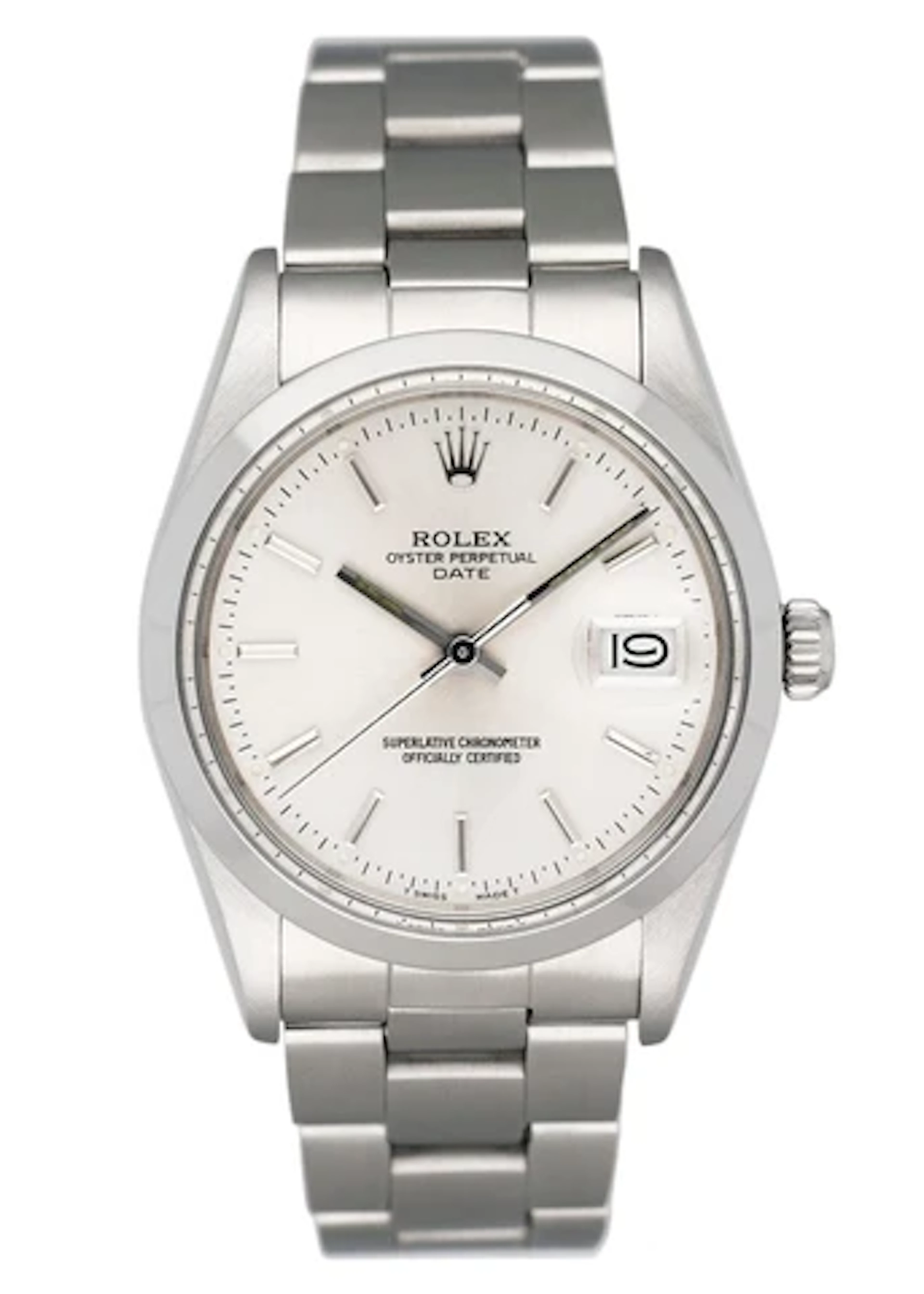Rolex Oyster Perpetual Date 15000 Silver Dial Mens Watch