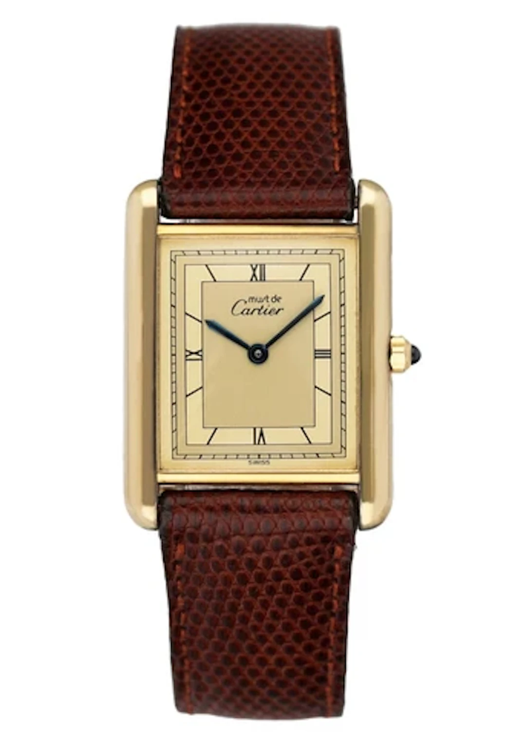 Cartier Vermeil Tank Must 925 Champagne Dial Yellow Gold Plated Ladies Watch