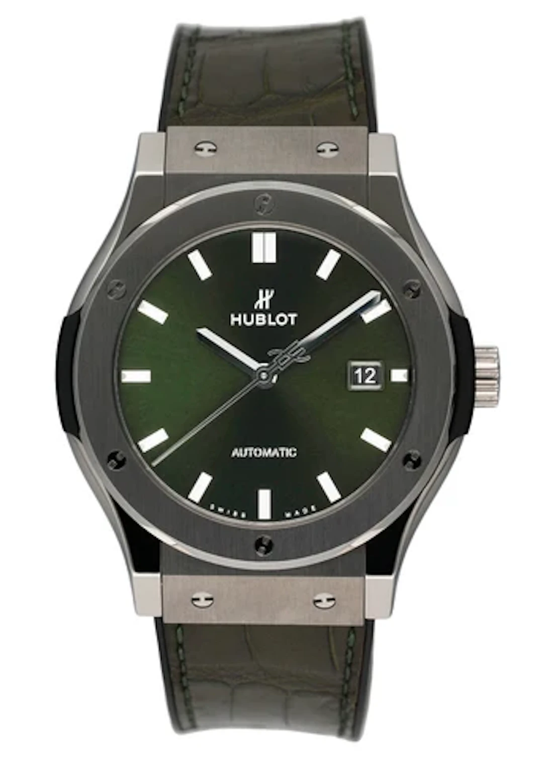 Hublot Classic Fusion 542.NX.8970.LR Green Dial Titanium Mens Watch Box Papers