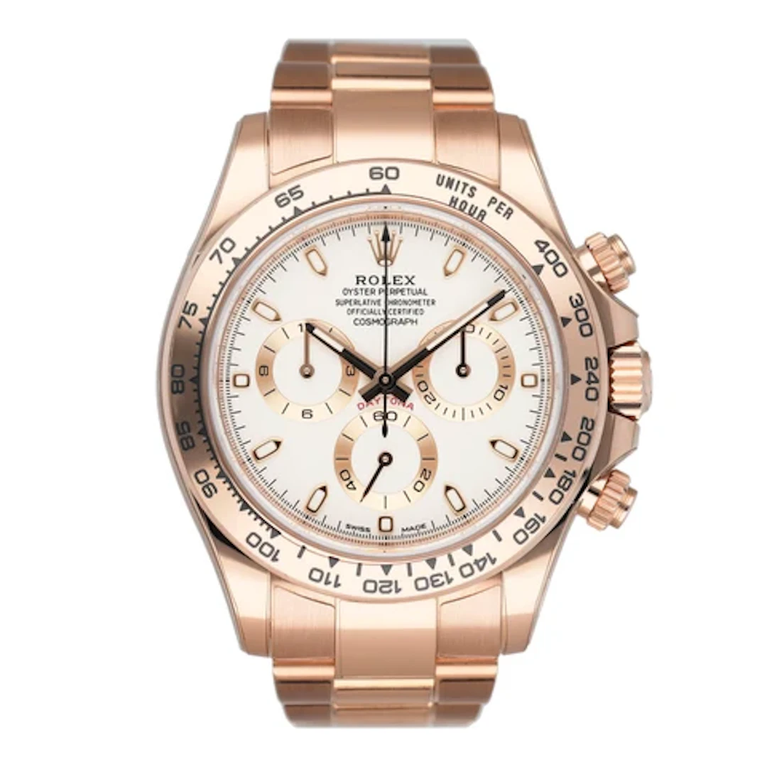 Rolex Daytona 116505 Ivory White Dial 18K Rose Gold Mens Watch Box Papers