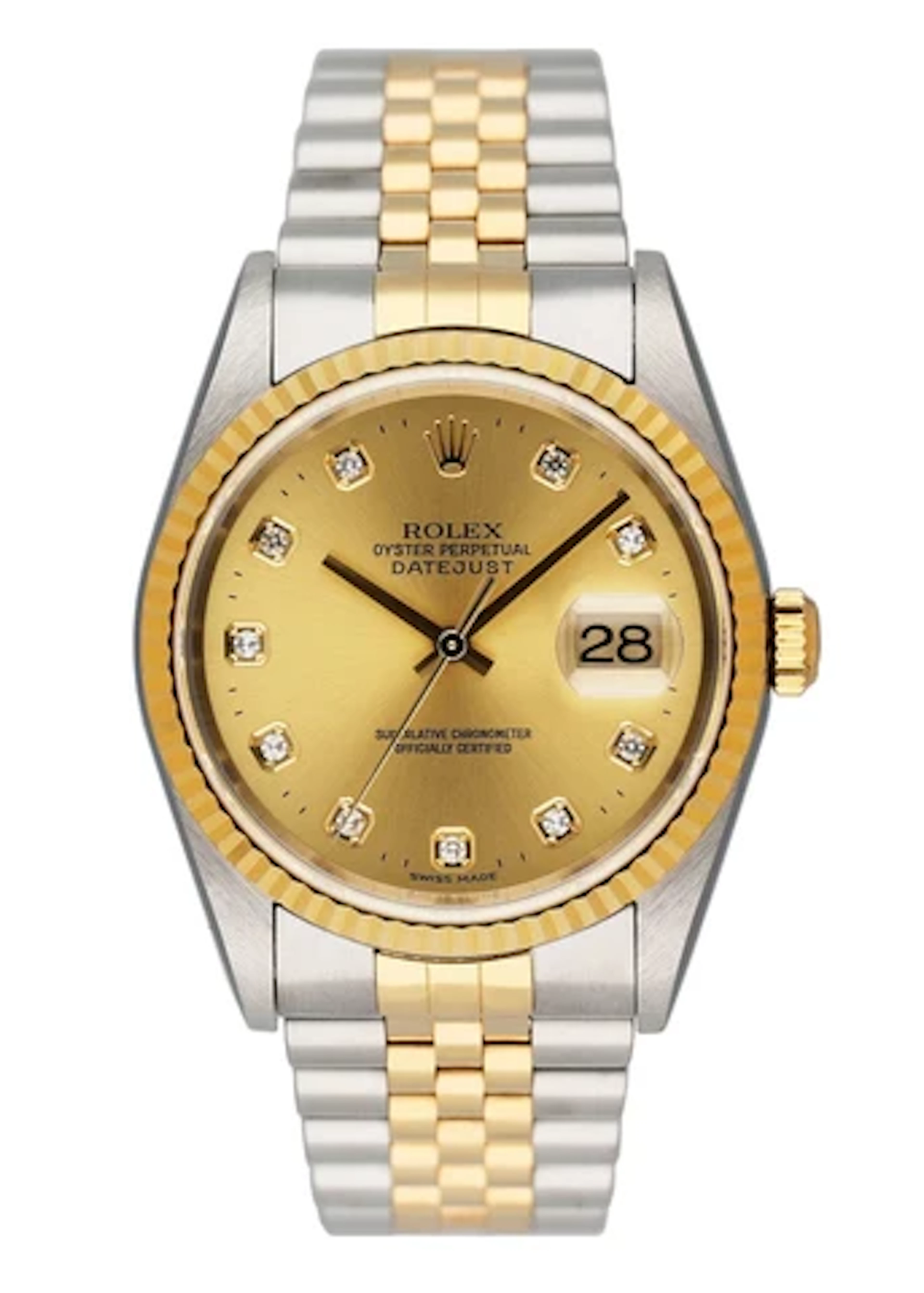 Rolex Datejust 16233 Diamond Champagne Dial Mens Watch