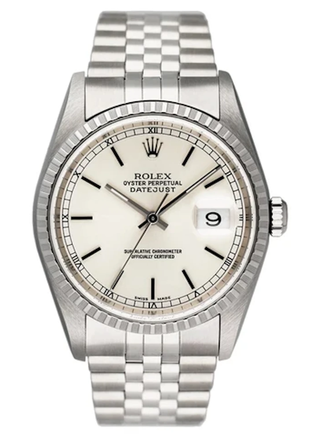 Rolex Oyster Perpetual Datejust 16220 Silver Dial Mens Watch.